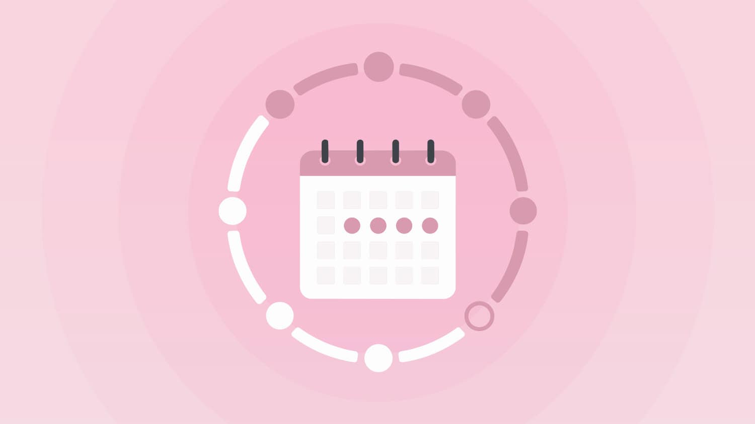 Illustration of a menstrual cycle calendar with days marked around a clock.